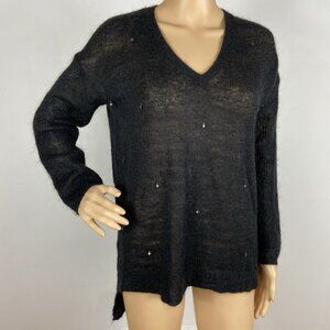 Kookai Airy Mesh Mohair Wool Sweater w/ Dangly Metal Stars Sz 1 Grunge Goth Y2K